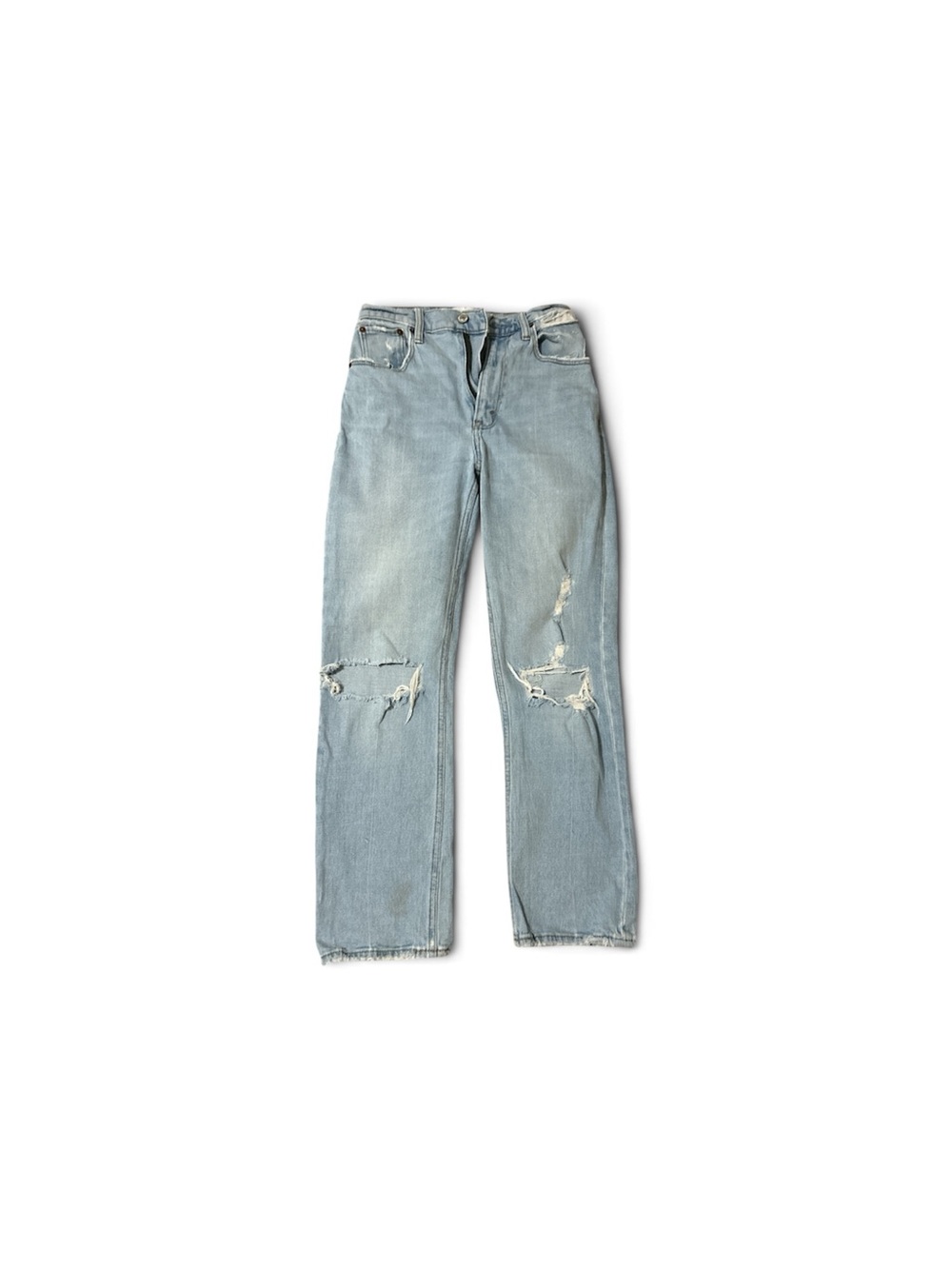 Abercrombie & Fitch Light Blue Distressed Straight-Leg Jeans